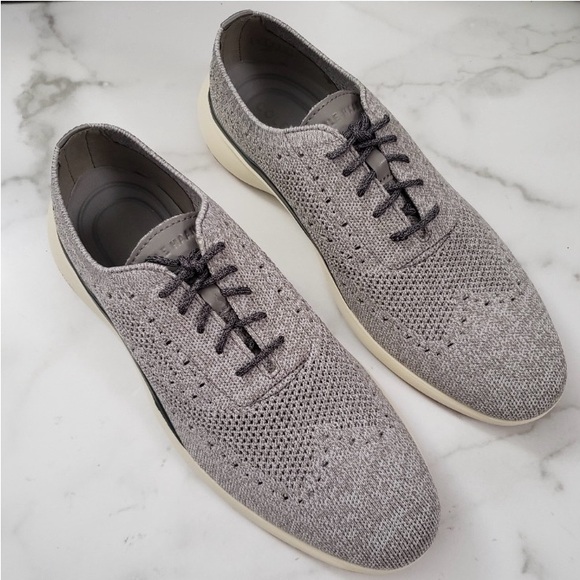 COLE HAAN Grand Troy Knit Oxford Shoe Men’s Dress Sneaker Gray - Picture 1 of 8